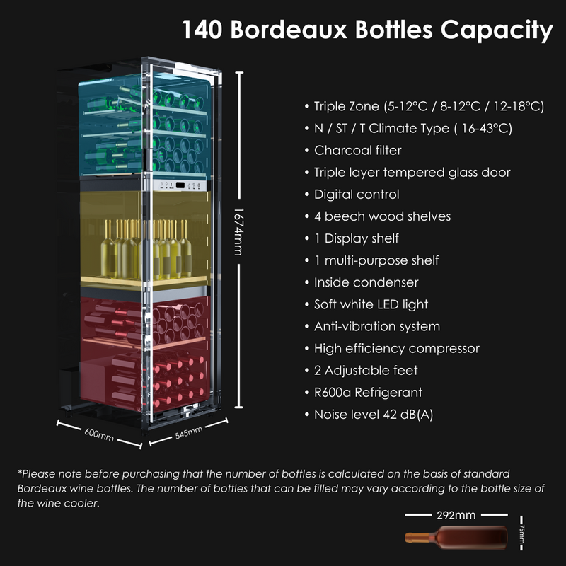 Generous 140-Bottle Capacity for Your Collection