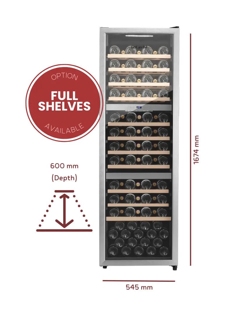LECAVIST - 140 Bottle - Triple Zone - Wine Cabinet Fridge (LEK1403ZPV) - LeCavist NZ