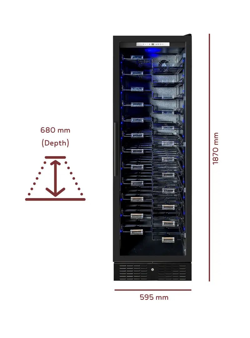 LECAVIST - 157 bottles Label view Single Zone wine fridge (LCS155VN1ZPRO) - LeCavist NZ