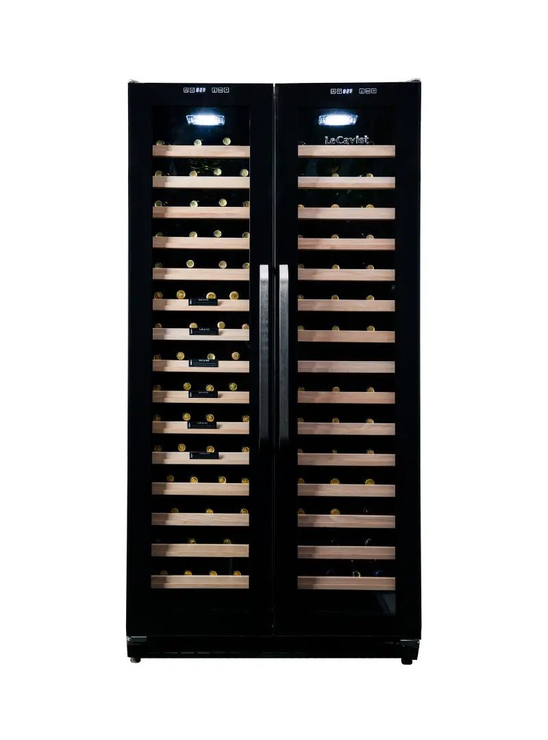 LECAVIST - 188 Bottle - Dual Zone Side by Side - Black Wine Fridge Cabinet (LCS200VN2Z2D) - LeCavist NZ