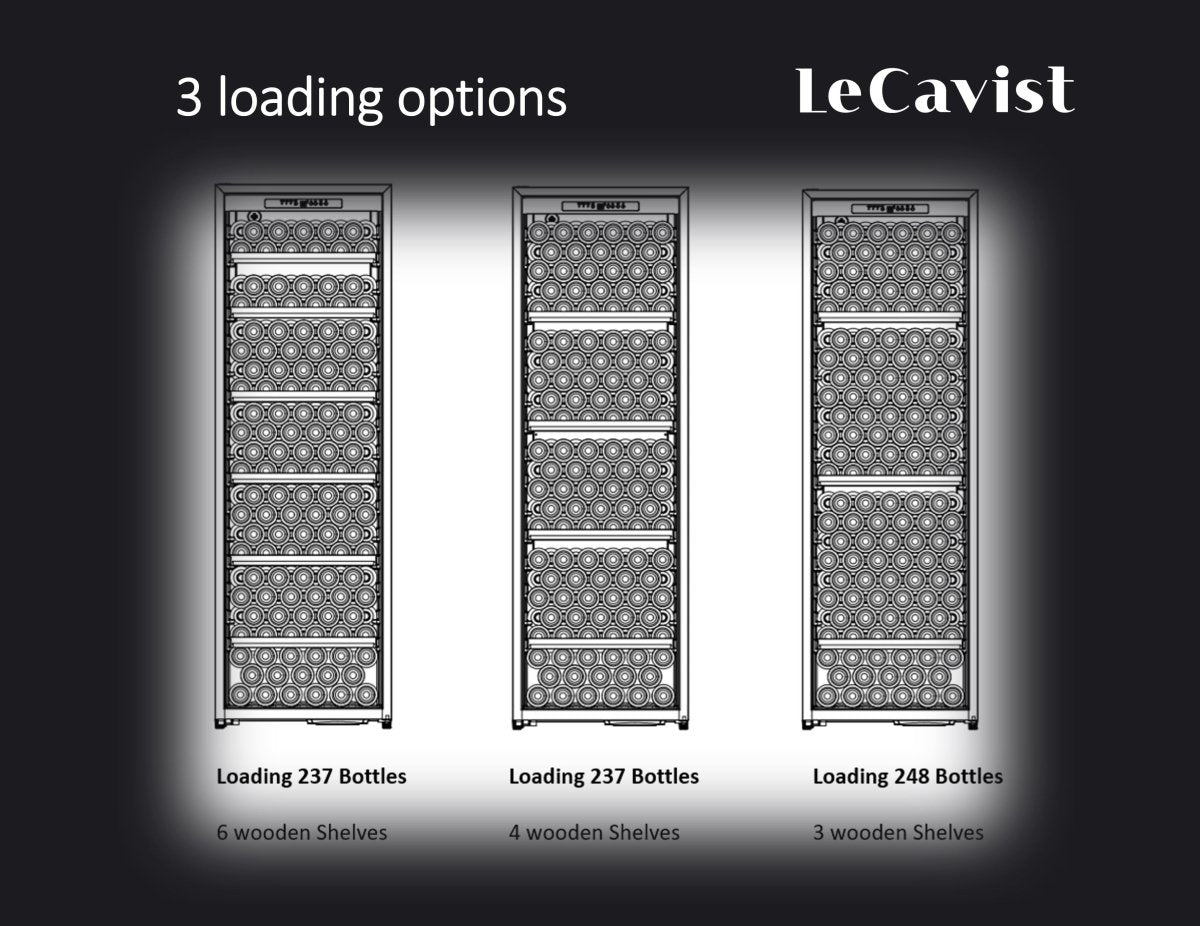 LECAVIST - 248 Bottle - Single Zone Wine Cabinet (LCS240VN1Z1D) - LeCavist NZ