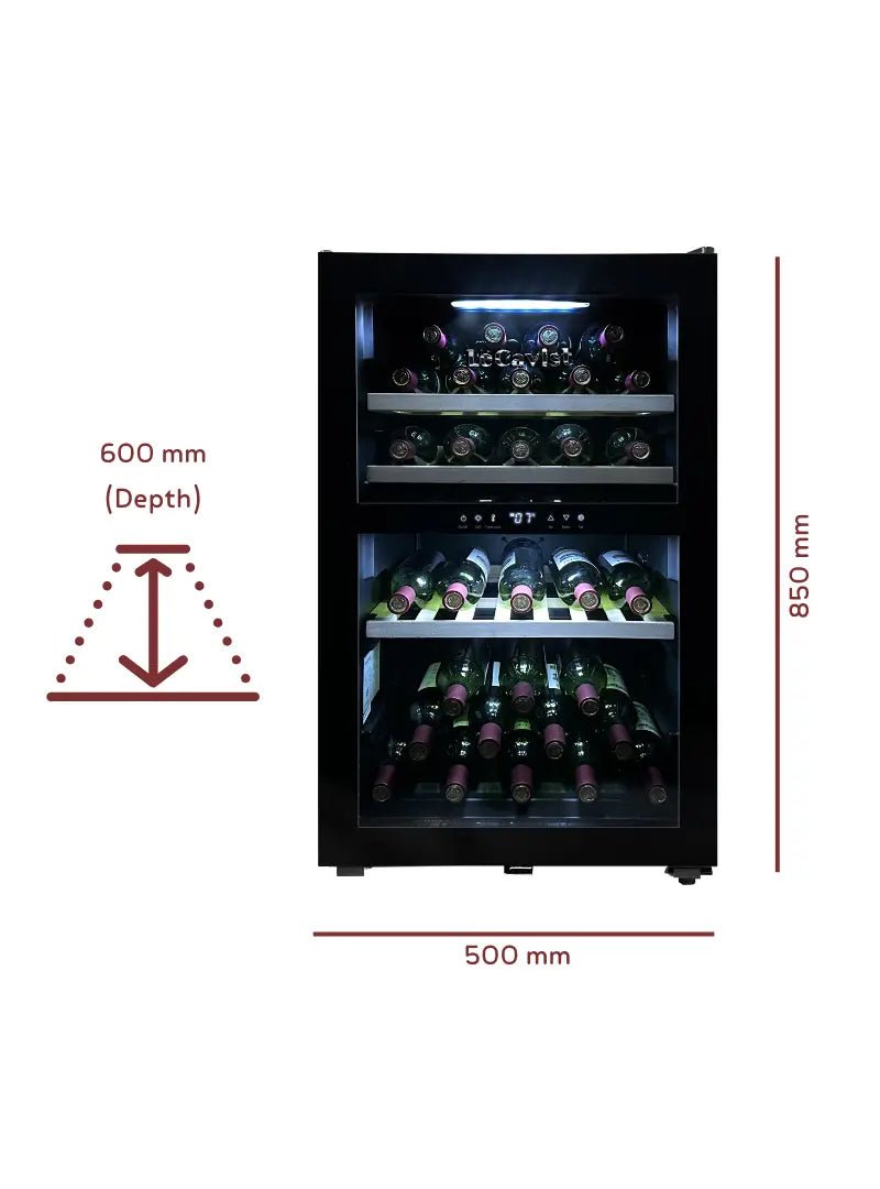 LECAVIST - 56 Bottle - Dual Zone - Black Wine Cabinet (LKS56VN2Z) - LeCavist NZ