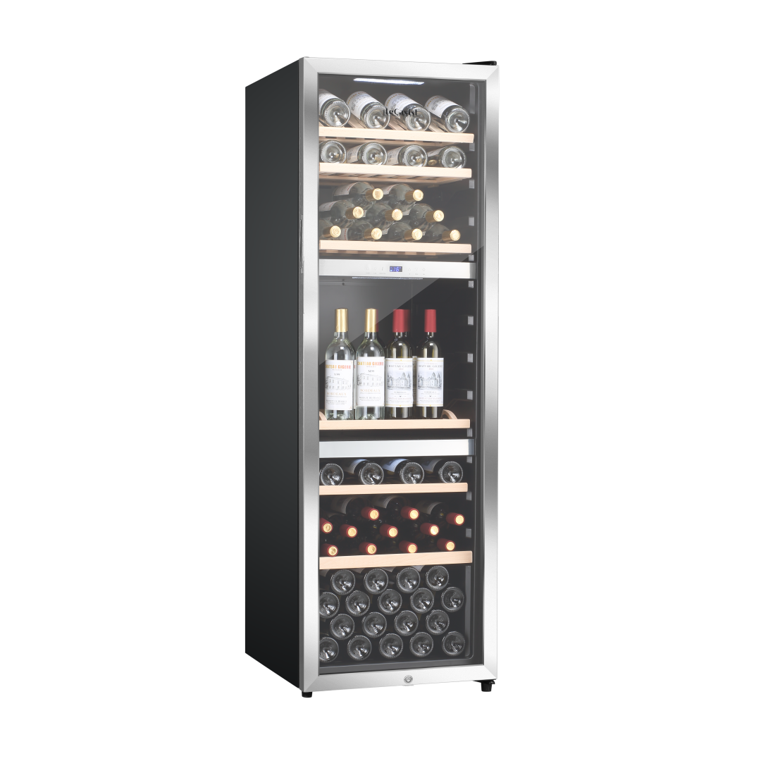 LECAVIST Wine Cabinet Duo- 280 Bottle (2 x 140) - Triple Zone - Freestanding - Stainless Steel (LEK1403ZPVXX2)