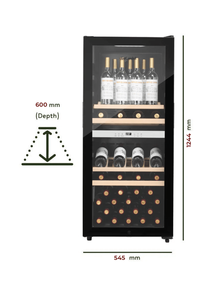 LECAVIST - 105 Bottle - Dual Zone - Black Wine Cabinet (LEK1052ZPV) - LeCavist NZ