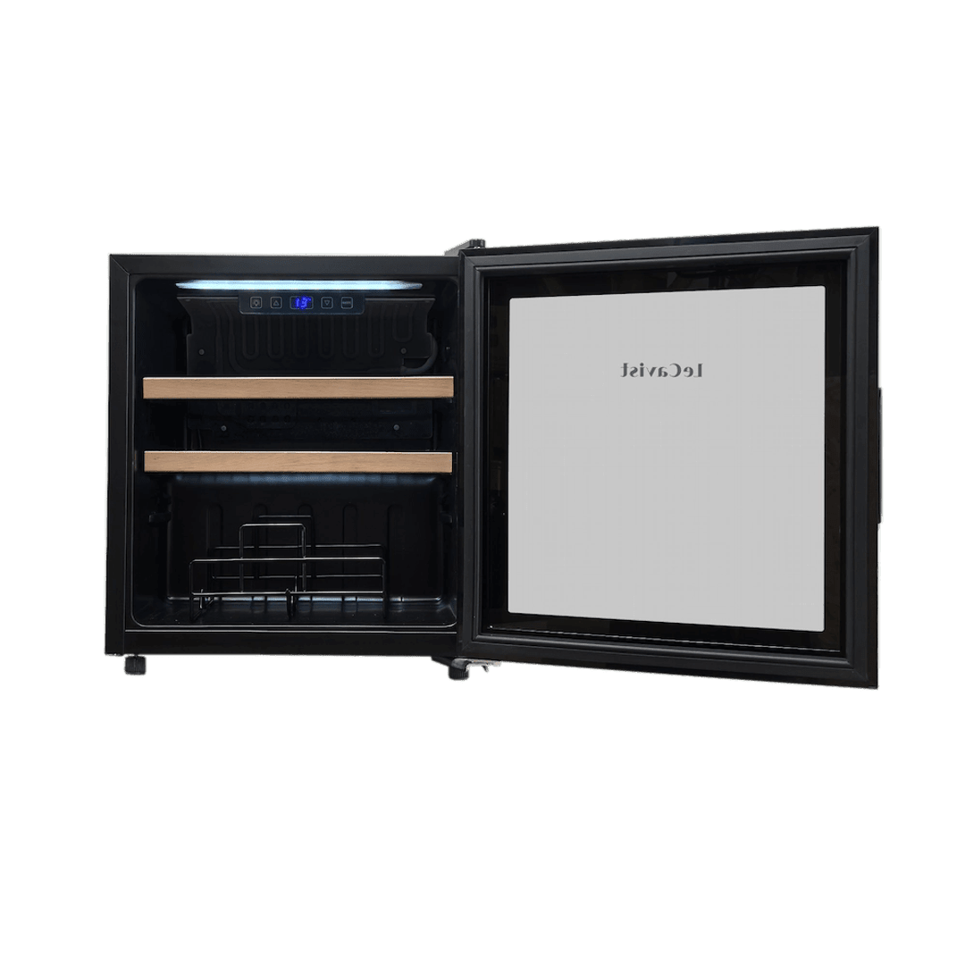 PRODUCT: LECAVIST Beverage Fridge - 14 Bottle - Single Zone - Freestanding - Black (LEK14PV) - Freestanding - LeCavist Wine Cabinets