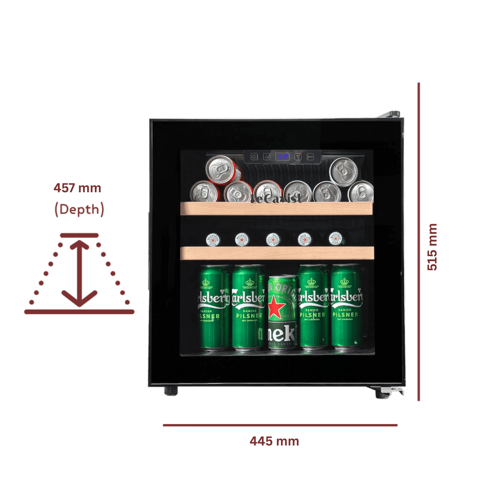 PRODUCT: LECAVIST Beverage Fridge - 14 Bottle - Single Zone - Freestanding - Black (LEK14PV) - Freestanding - LeCavist Wine Cabinets