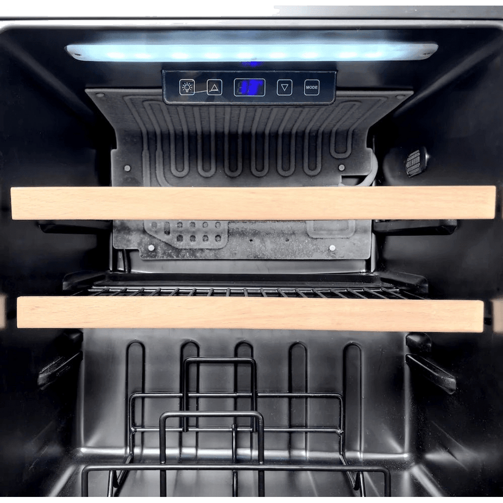 INSIDE: LECAVIST Beverage Fridge - 14 Bottle - Single Zone - Freestanding - Black (LEK14PV) - Freestanding - LeCavist Wine Cabinets