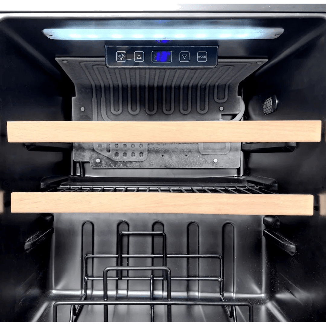 INSIDE: LECAVIST Beverage Fridge - 14 Bottle - Single Zone - Freestanding - Black (LEK14PV) - Freestanding - LeCavist Wine Cabinets