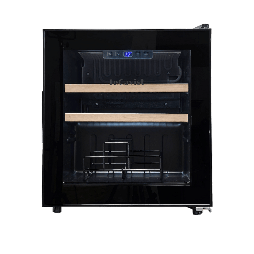PRODUCT: LECAVIST Beverage Fridge - 14 Bottle - Single Zone - Freestanding - Black (LEK14PV) - Freestanding - LeCavist Wine Cabinets