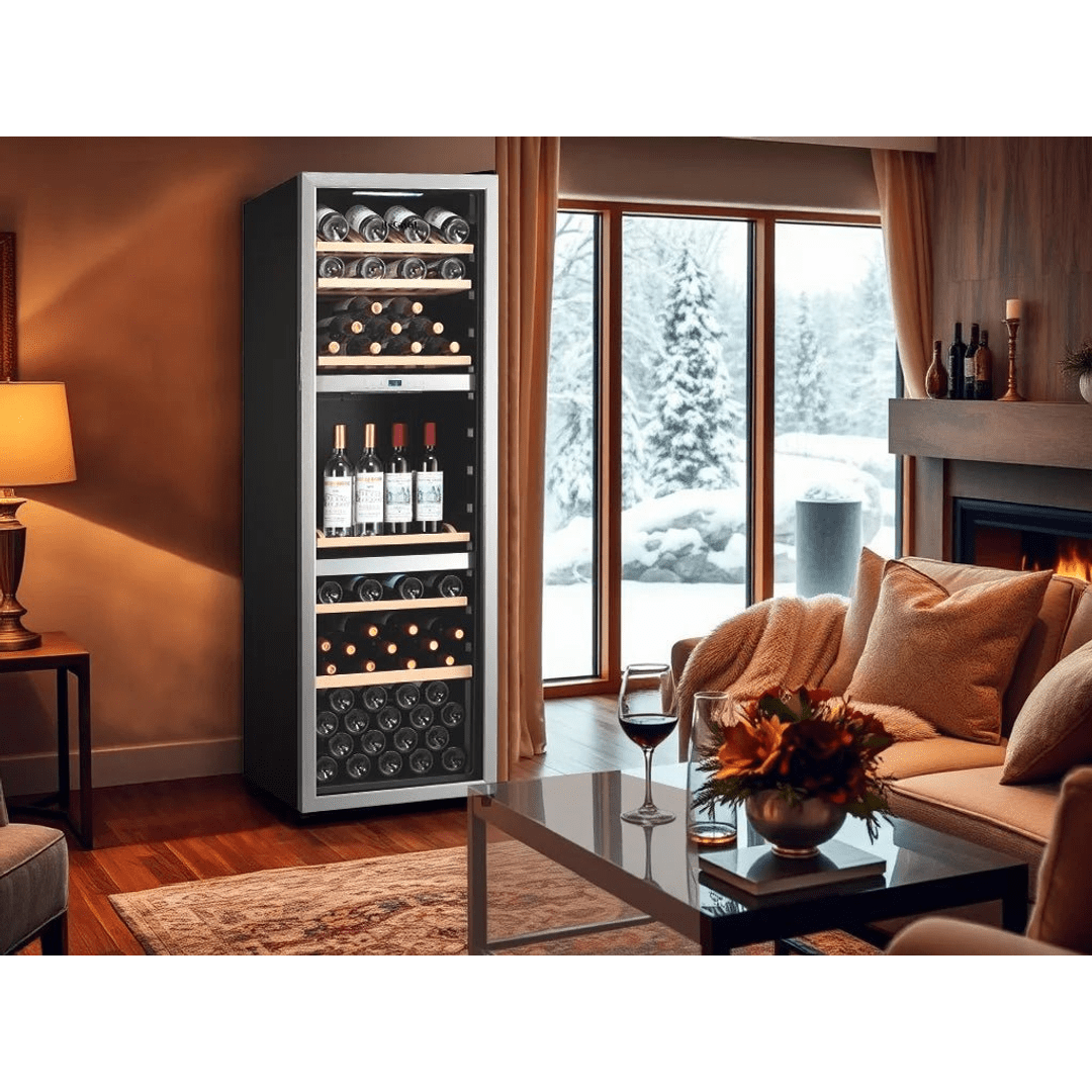 LIFESTYLE: LECAVIST Wine Cabinet - 140 Bottle - Triple Zone - Freestanding - Stainless Steel (LEK1403ZPVX) - Freestanding - LeCavist Wine Cabinets