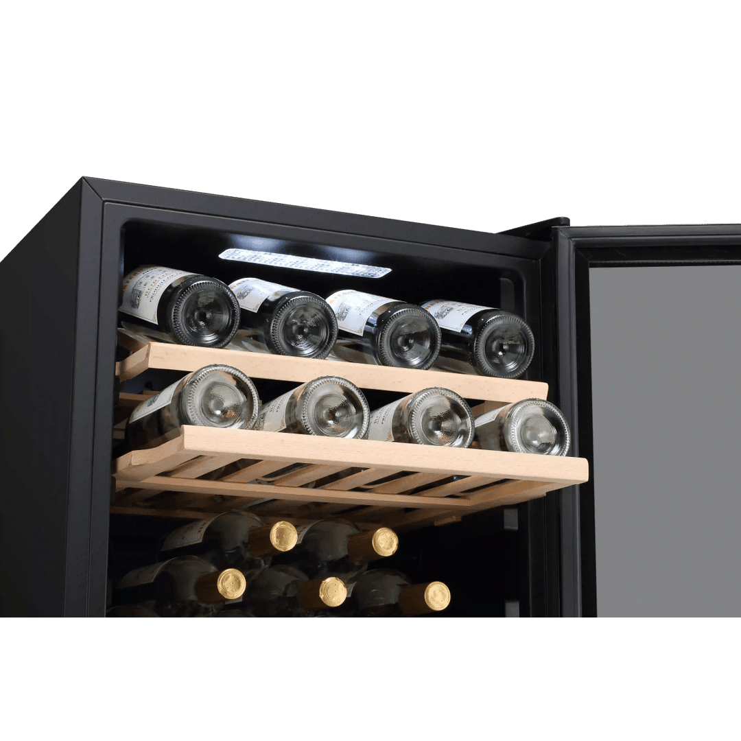 INSIDE: LECAVIST Wine Cabinet - 140 Bottle - Triple Zone - Freestanding - Stainless Steel (LEK1403ZPVX) - Freestanding - LeCavist Wine Cabinets