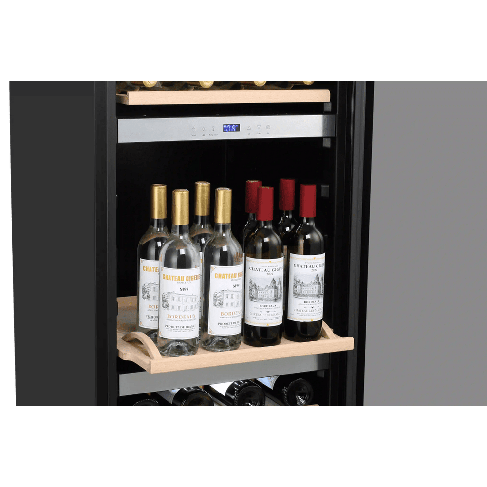 INSIDE: LECAVIST Wine Cabinet - 140 Bottle - Triple Zone - Freestanding - Stainless Steel (LEK1403ZPVX) - Freestanding - LeCavist Wine Cabinets