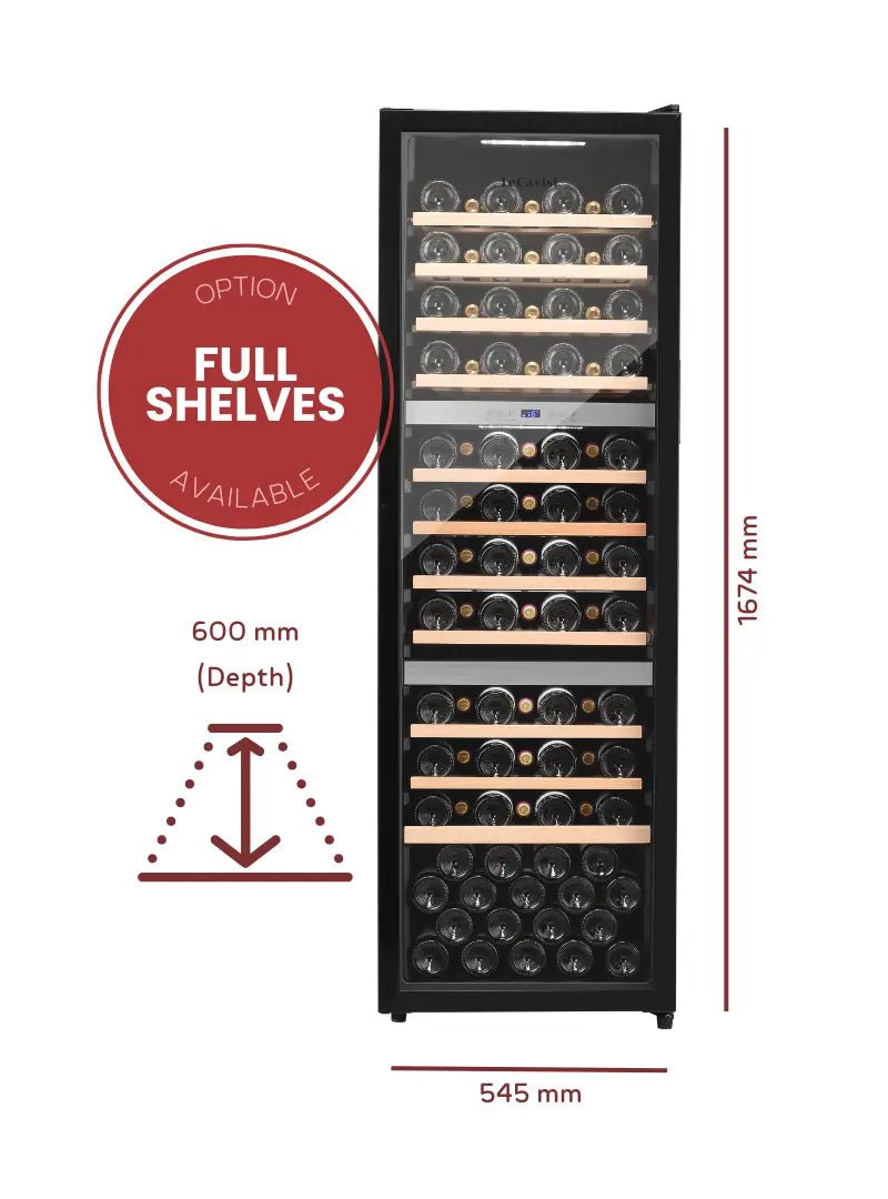 LECAVIST - 140 Bottle - Triple Zone - Wine Cabinet (LEK1403ZPV) - LeCavist NZ