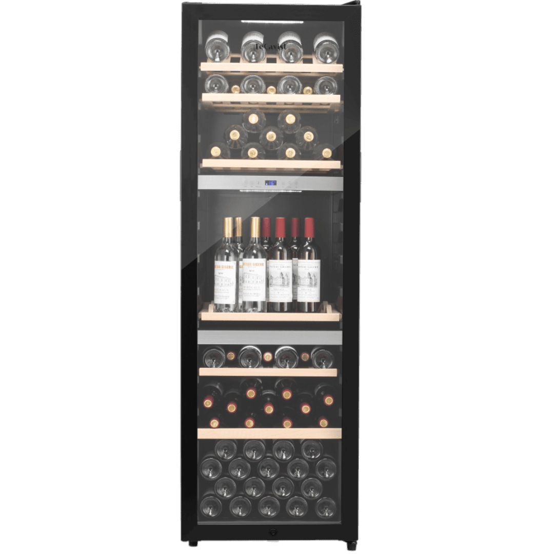 PRODUCT: LECAVIST Wine Cabinet - 140 Bottle - Triple Zone - Freestanding - Black (LEK1403ZPV) - Freestanding - LeCavist Wine Cabinets