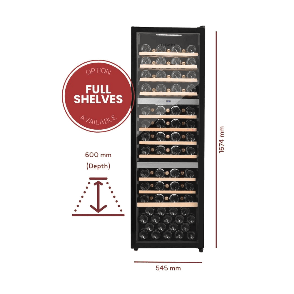 PRODUCT: LECAVIST Wine Cabinet - 140 Bottle - Triple Zone - Freestanding - Black (LEK1403ZPV) - Freestanding - LeCavist Wine Cabinets