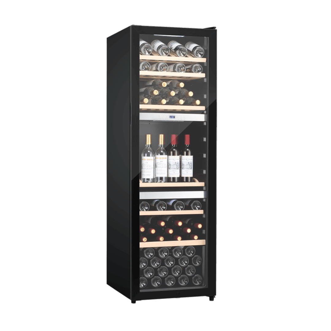 PRODUCT: LECAVIST Wine Cabinet - 140 Bottle - Triple Zone - Freestanding - Black (LEK1403ZPV) - Freestanding - LeCavist Wine Cabinets