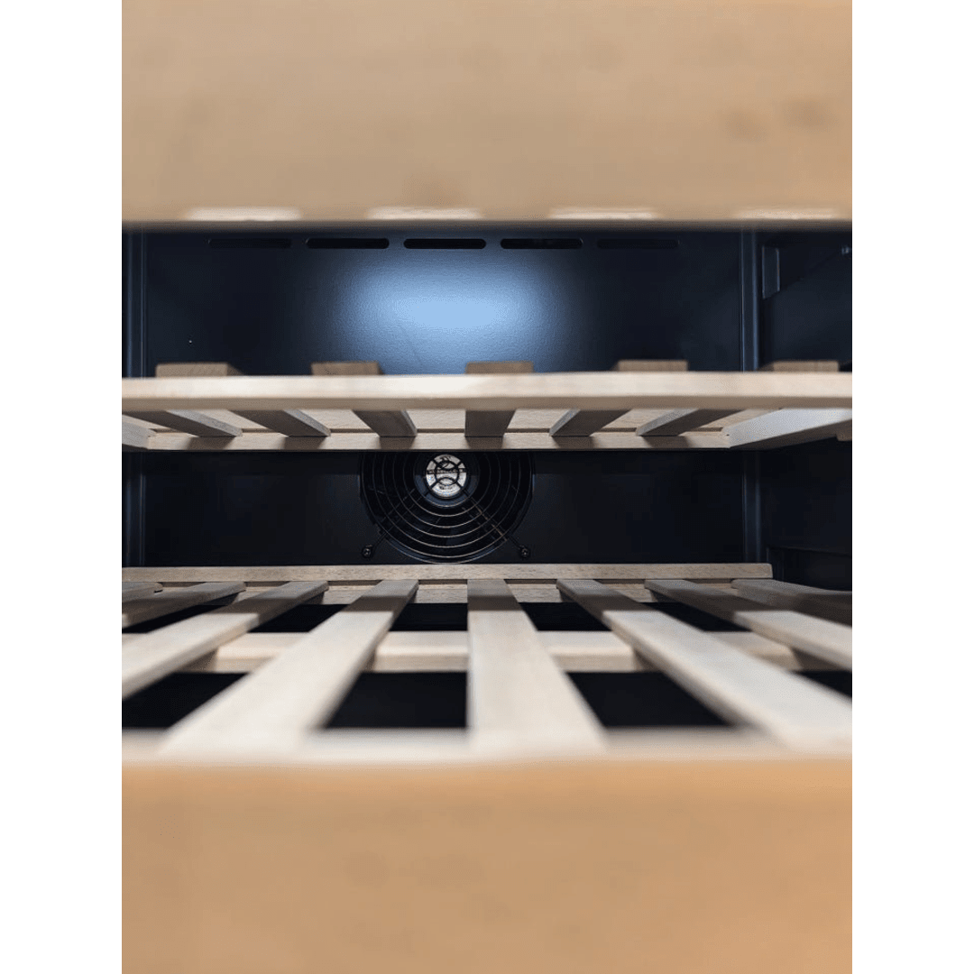 DETAILS: LECAVIST Wine Cabinet - 140 Bottle - Triple Zone - Freestanding - Black (LEK1403ZPV) - Freestanding - LeCavist Wine Cabinets