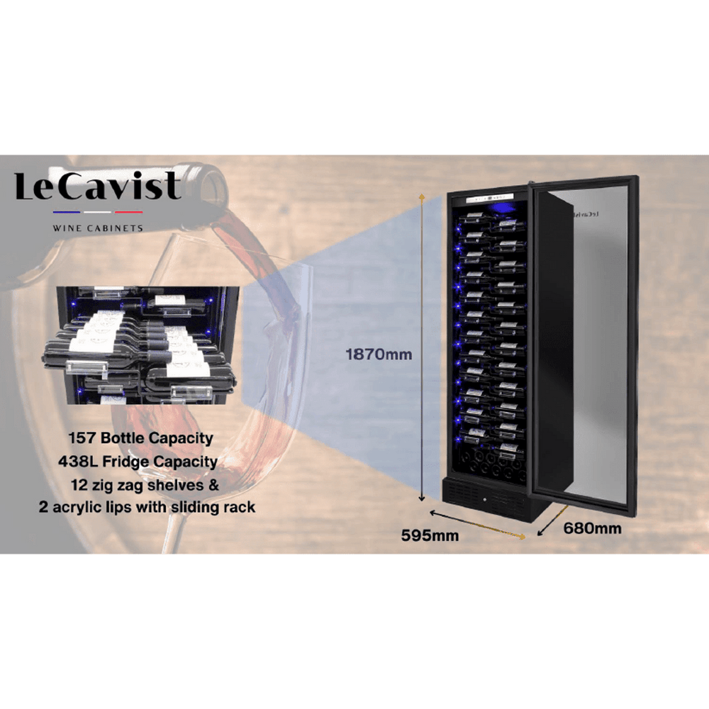 DETAILS: LECAVIST Wine Cabinet - 157 bottles - Single Zone - Built-in - Label view (LCS155VN1ZPRO) - Built-In - LeCavist Wine Cabinets