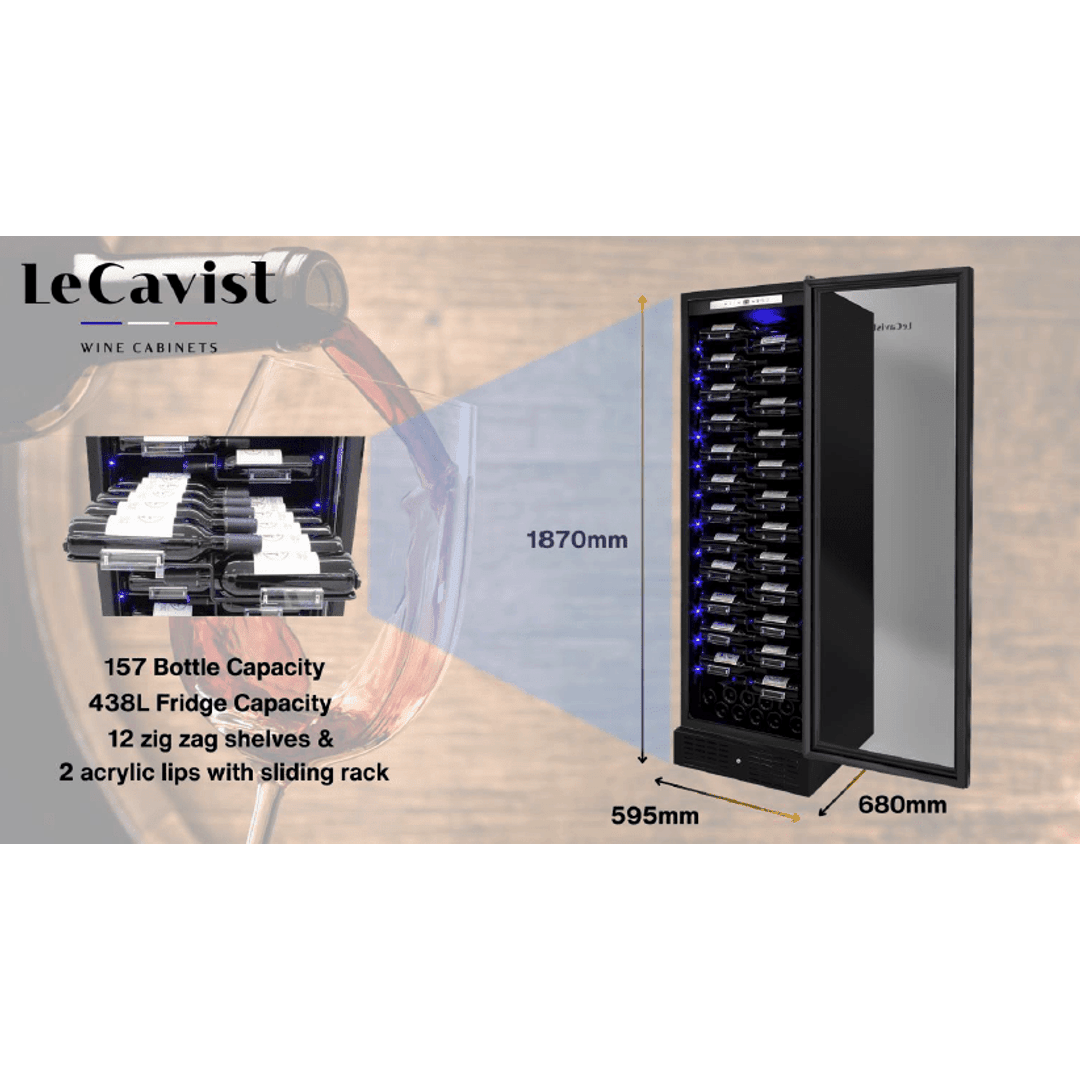 DETAILS: LECAVIST Wine Cabinet - 157 bottles - Single Zone - Built-in - Label view (LCS155VN1ZPRO) - Built-In - LeCavist Wine Cabinets