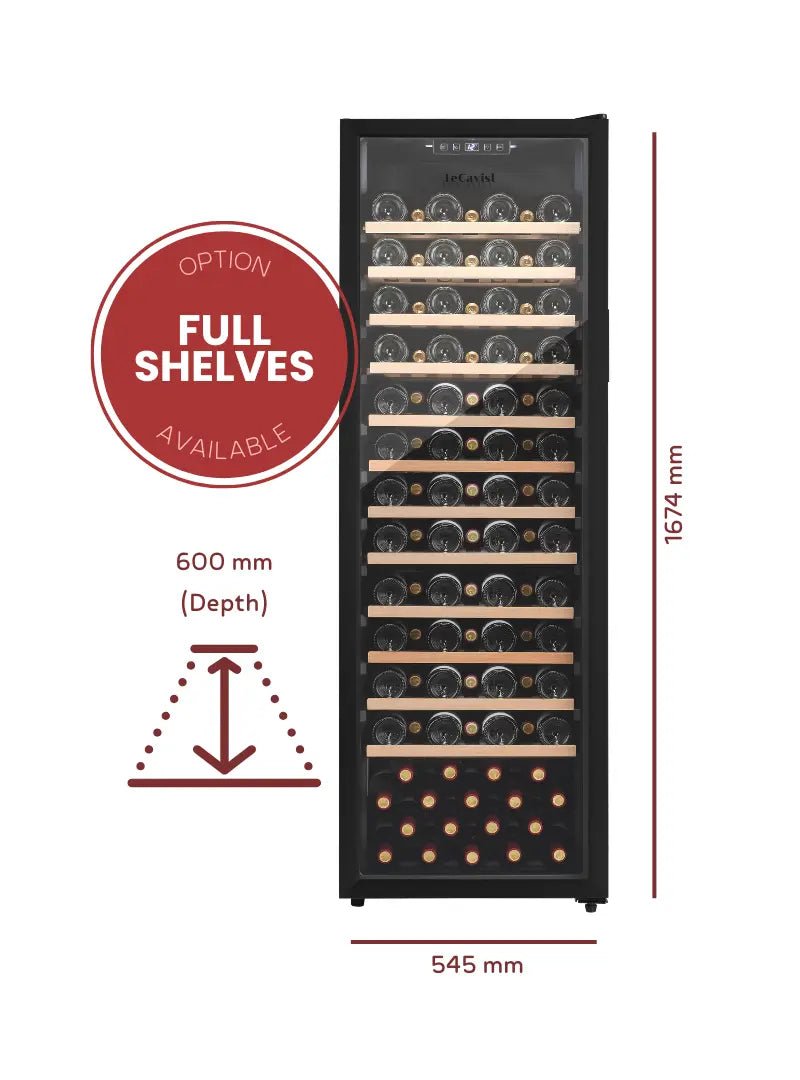 LECAVIST - 168 Bottle - Single Zone - Black Wine Cabinet - Wine Cabinet (LEK168PV) - LeCavist NZ