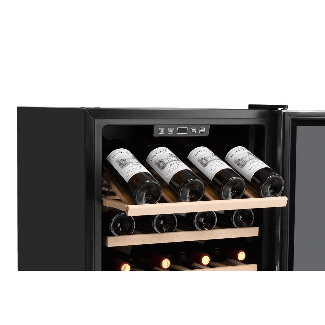 INSIDE: LECAVIST Wine Cabinet - 168 Bottle - Single Zone - Freestanding - Black (LEK168PV) PRE-ORDER - Freestanding - LeCavist Wine Cabinets