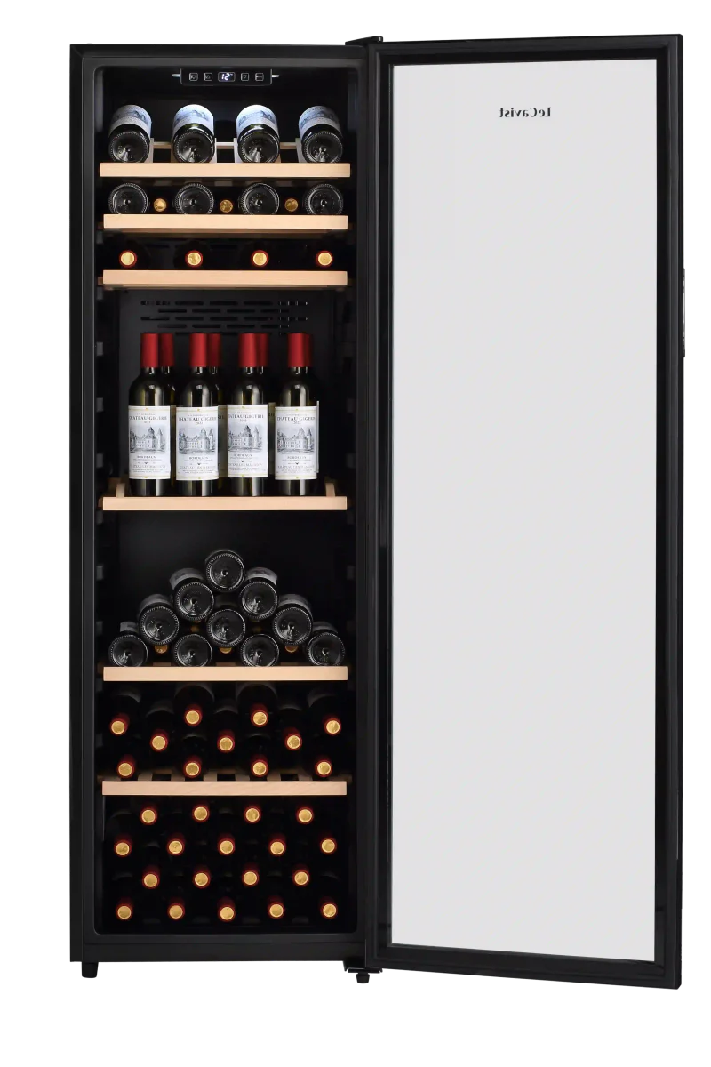 LECAVIST 168 Bottle Wine Cabinet Single Zone Black LEK168PV - Freestanding - Lecavist