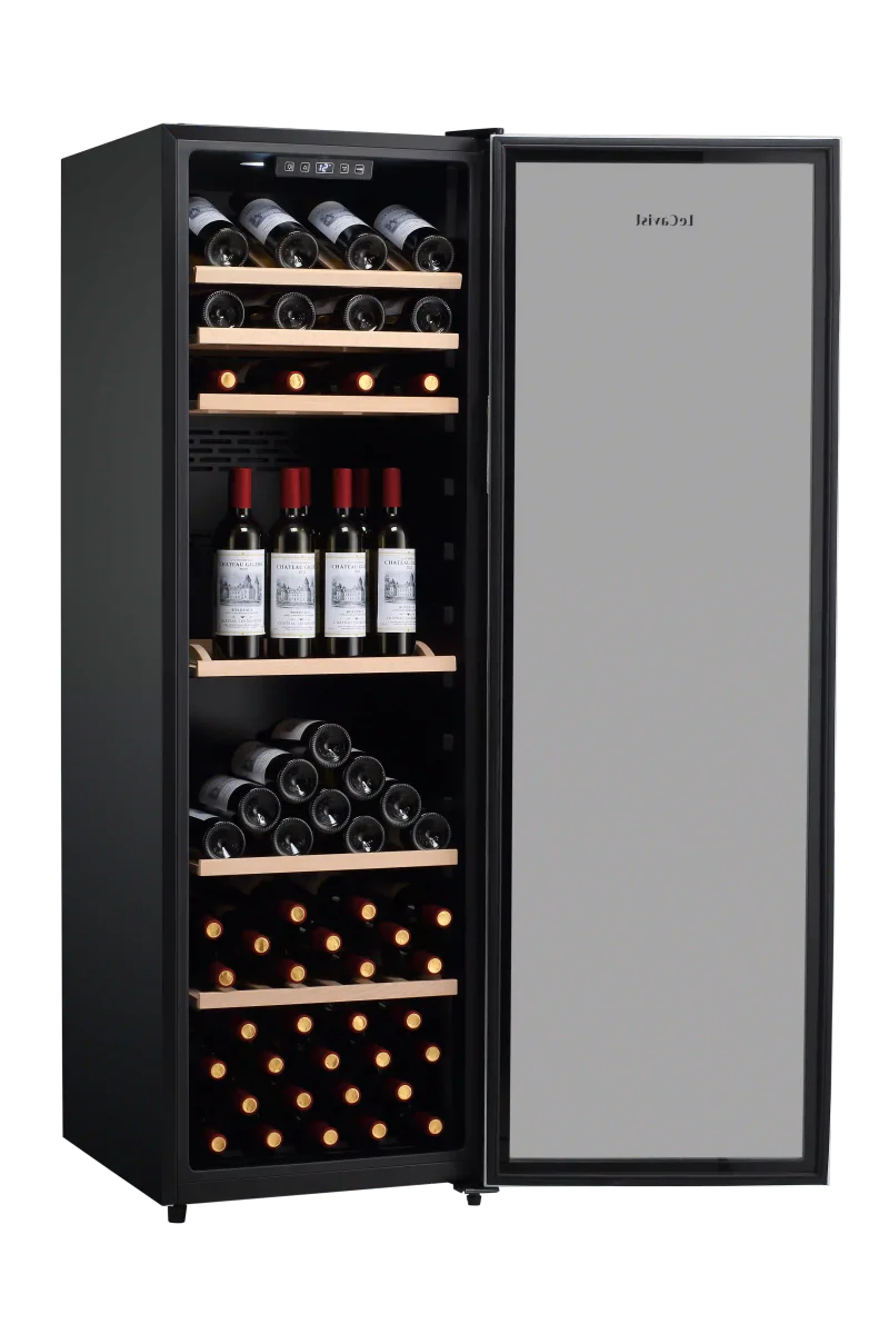 LECAVIST 168 Bottle Wine Cabinet Single Zone Stainless Steel LEK168PVX - Freestanding - Lecavist