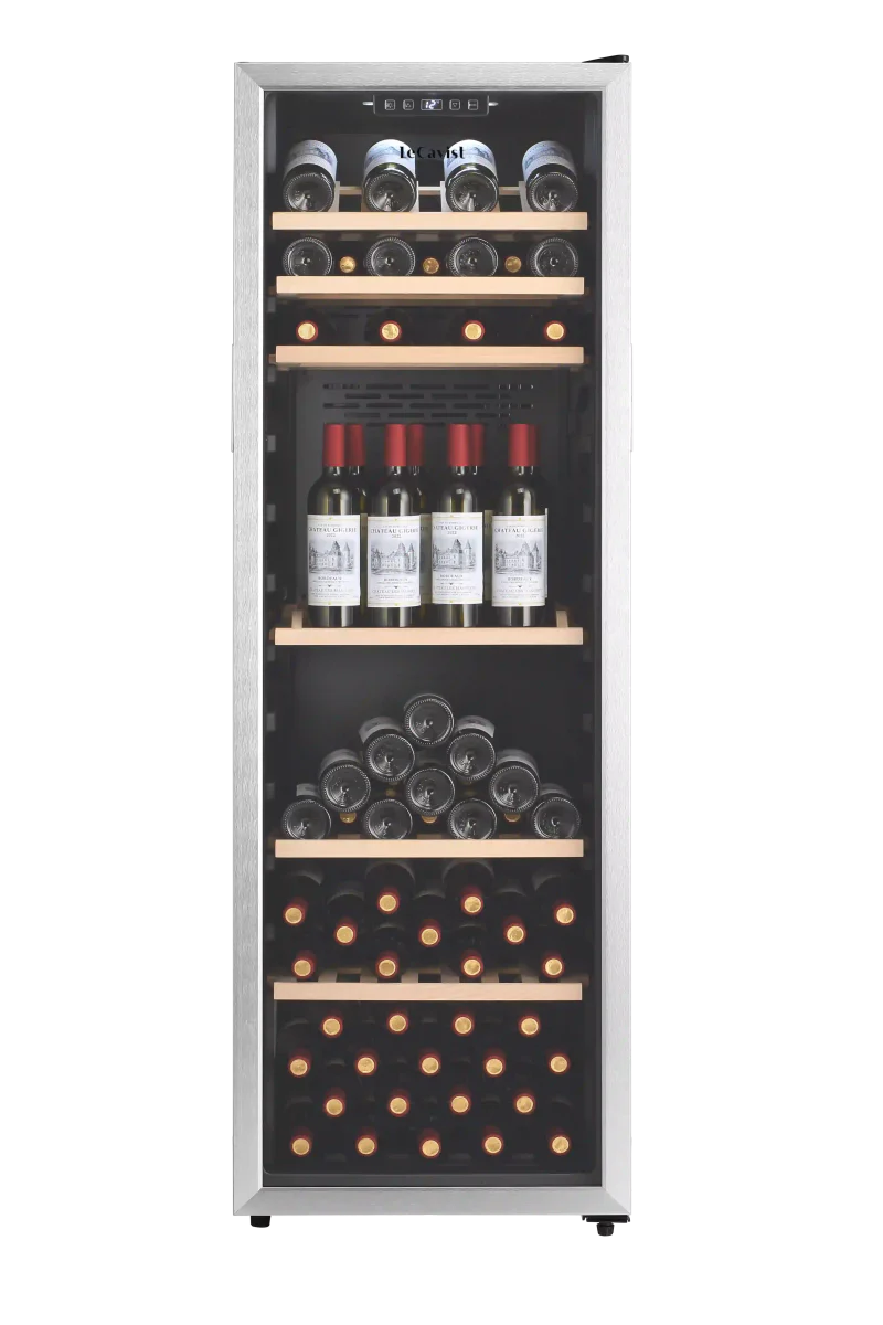 LECAVIST 168 Bottle Wine Cabinet Single Zone Stainless Steel LEK168PVX - Freestanding - Lecavist