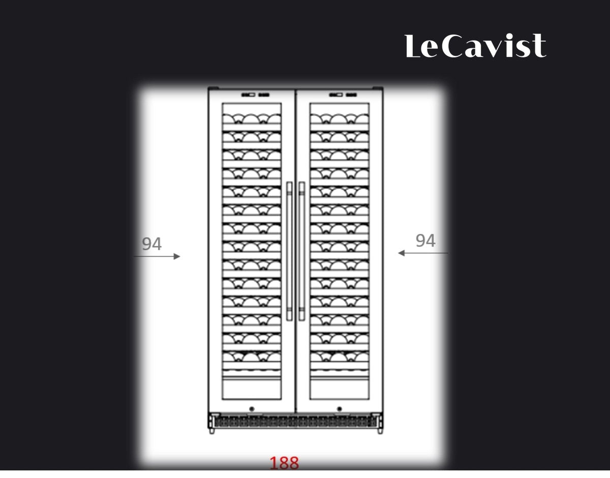 LECAVIST - 188 Bottle - Dual Zone Side by Side - Black Wine Cabinet (LCS200VN2Z2D) - LeCavist NZ
