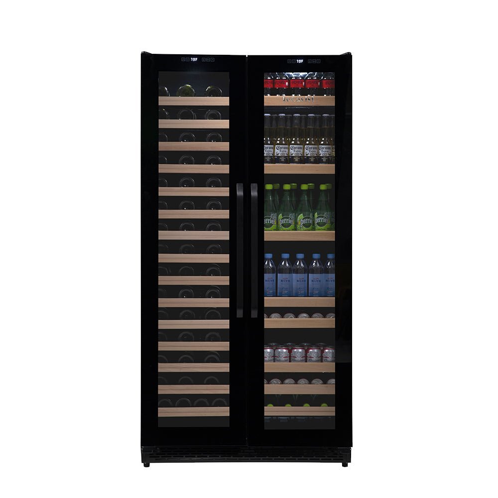 LECAVIST - 188 Bottle - Dual Zone Side by Side - Black Wine Cabinet (LCS200VN2Z2D) - LeCavist NZ