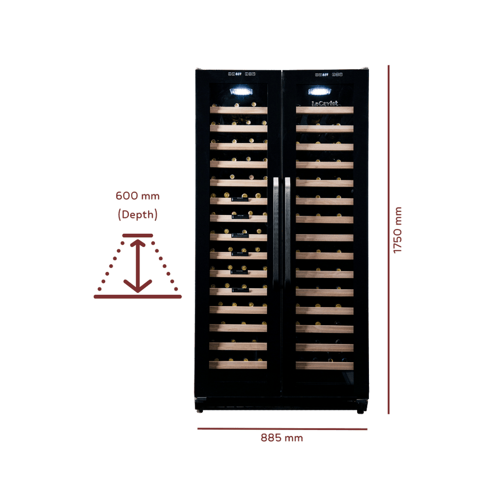 PRODUCT: LECAVIST 188 Bottle Wine Cabinet Dual Zone Side by Side Black LCS200VN2Z2D - Built - In - Lecavist AU