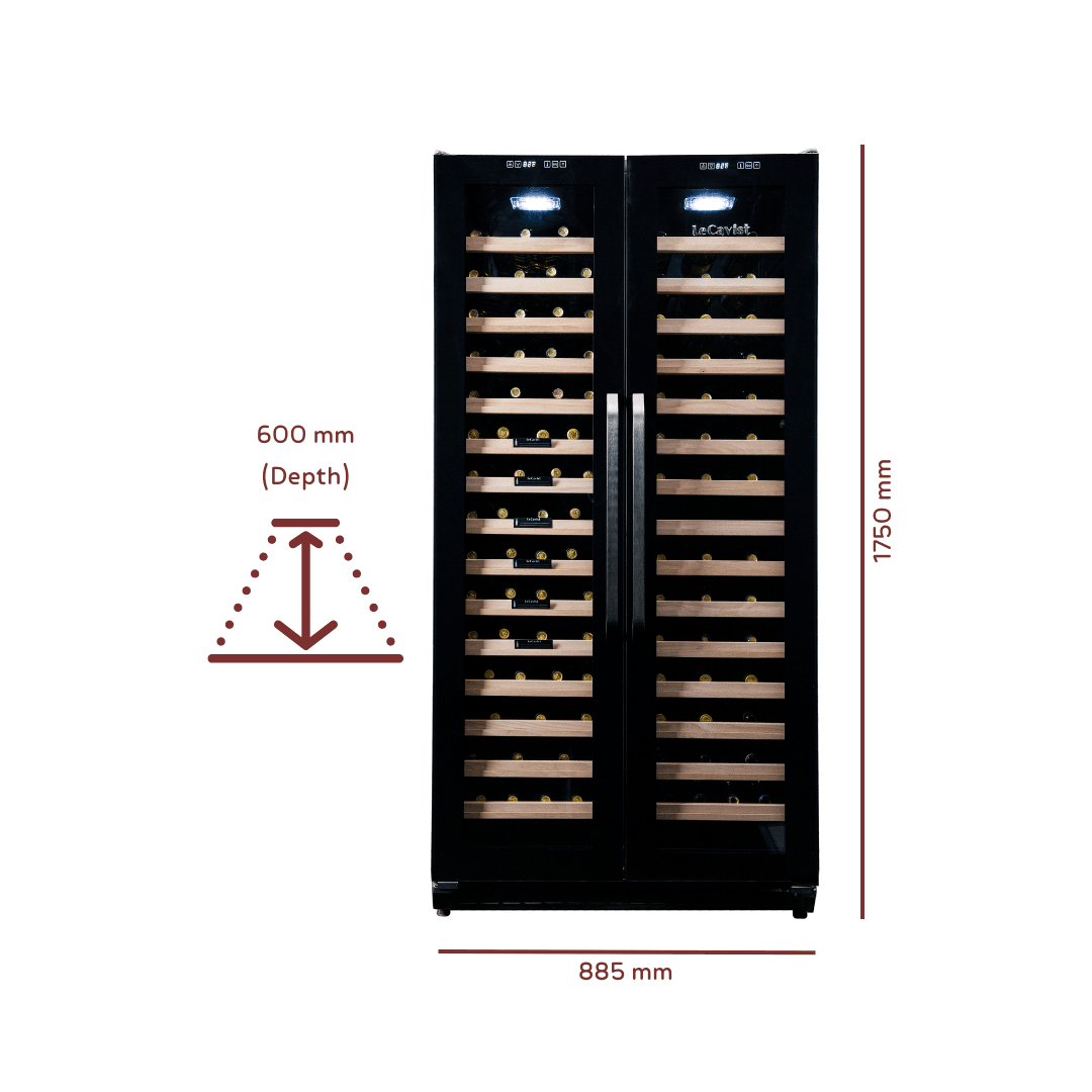 PRODUCT: LECAVIST 188 Bottle Wine Cabinet Dual Zone Side by Side Black LCS200VN2Z2D - Built - In - Lecavist AU