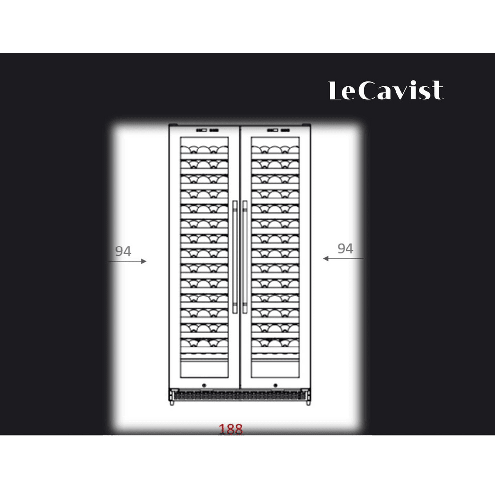 DETAILS: LECAVIST Wine Cabinet - 188 Bottle - Dual Zone Side by Side - Built-in - Black (LCS200VN2Z2D) - Built-In - LeCavist Wine Cabinets