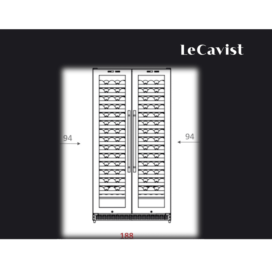 DETAILS: LECAVIST Wine Cabinet - 188 Bottle - Dual Zone Side by Side - Built-in - Black (LCS200VN2Z2D) - Built-In - LeCavist Wine Cabinets