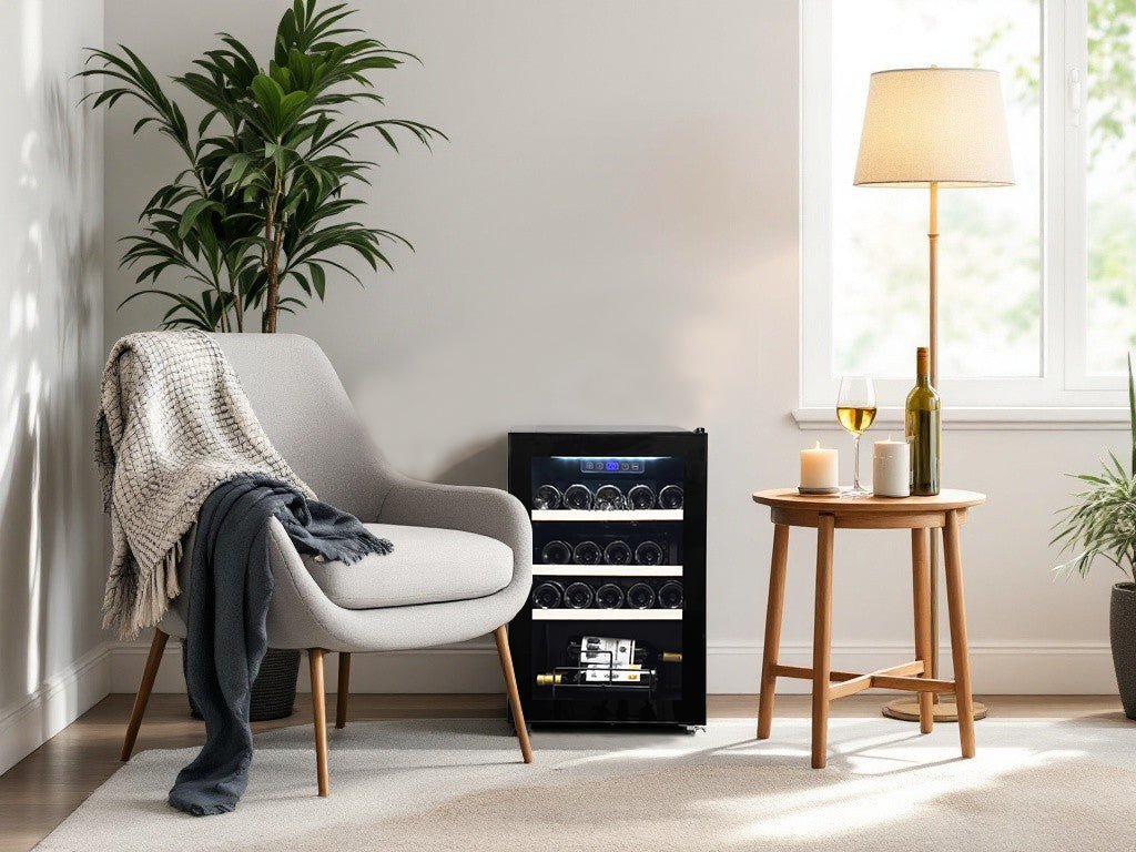 LECAVIST 21 Bottle Wine Cabinet Single Zone Black LEK21PV - Freestanding - Lecavist