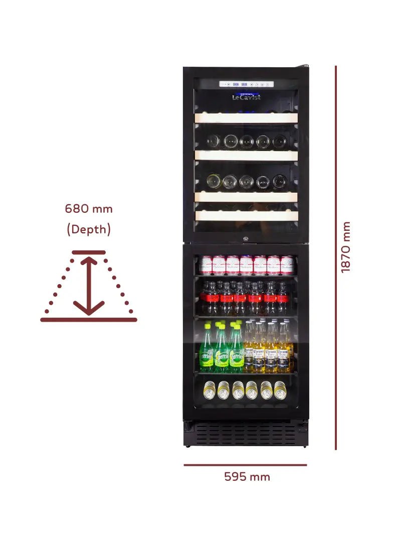 LECAVIST - 220 Bottle - Dual Zone - Black Wine Cabinet (LCS140VN2Z2D) - LeCavist NZ