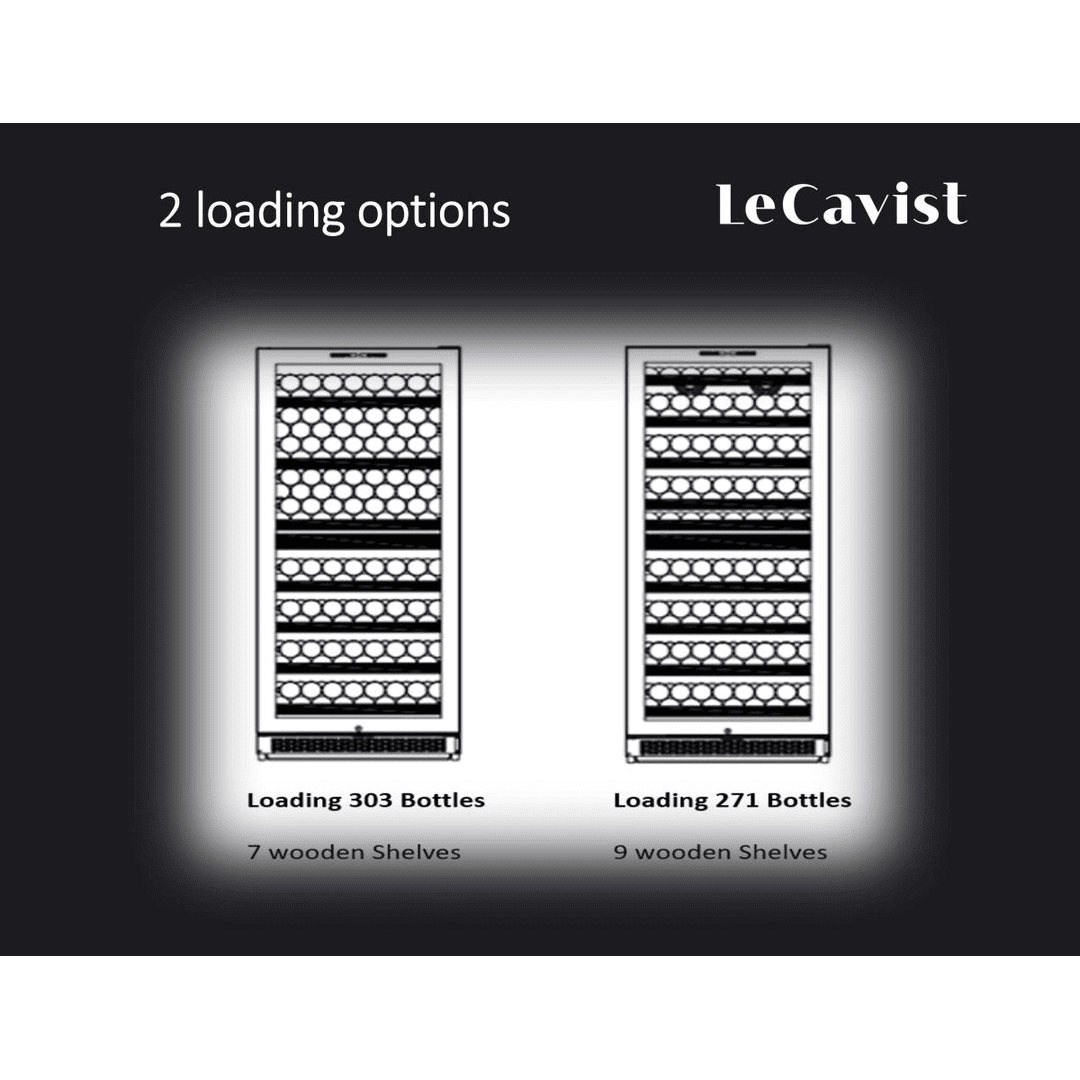 DETAILS: LECAVIST Wine Cabinet - 303 Bottle - Dual Zone - Built-in - Black (LCS300VN2Z1D) - Built-In - LeCavist Wine Cabinets