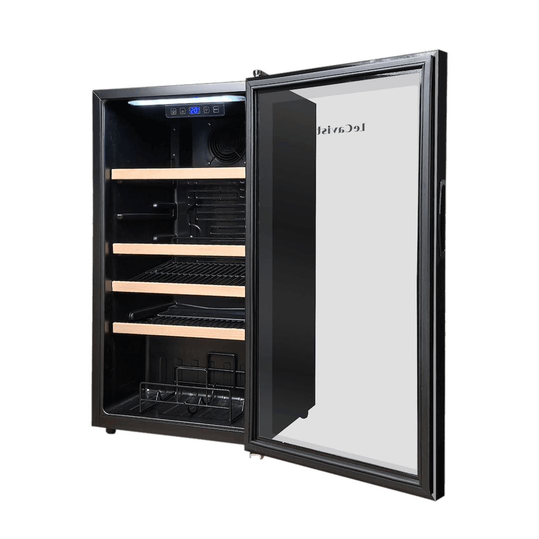 PRODUCT: LECAVIST Beverage Fridge - 33 Bottle - Single Zone - Freestanding - Black (LEK33PV) - Freestanding - LeCavist Wine Cabinets