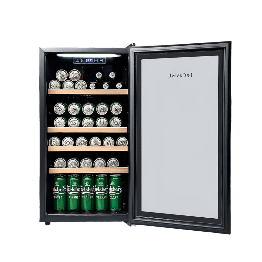 PRODUCT: LECAVIST Beverage Fridge - 33 Bottle - Single Zone - Freestanding - Black (LEK33PV) - Freestanding - LeCavist Wine Cabinets