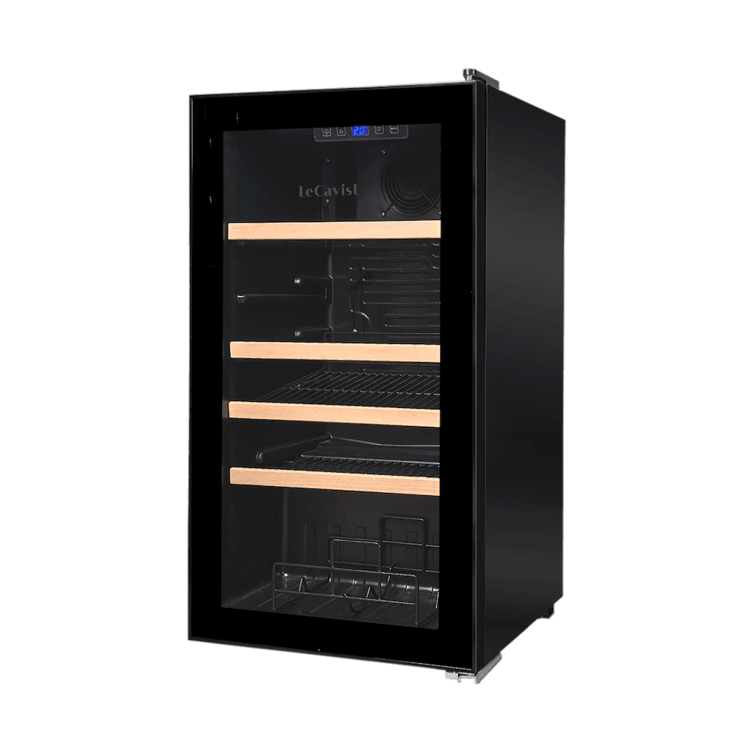PRODUCT: LECAVIST Beverage Fridge - 33 Bottle - Single Zone - Freestanding - Black (LEK33PV) - Freestanding - LeCavist Wine Cabinets