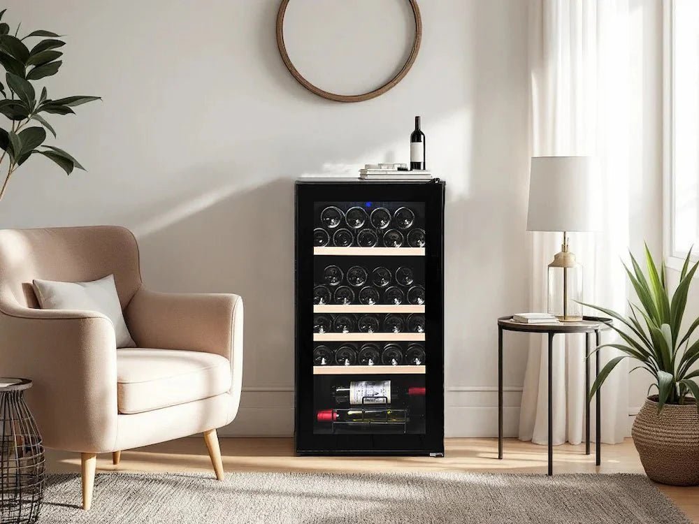 33 Bottle Wine Cabinet Single Zone Black LEK33PV - Freestanding Wine Cabinet