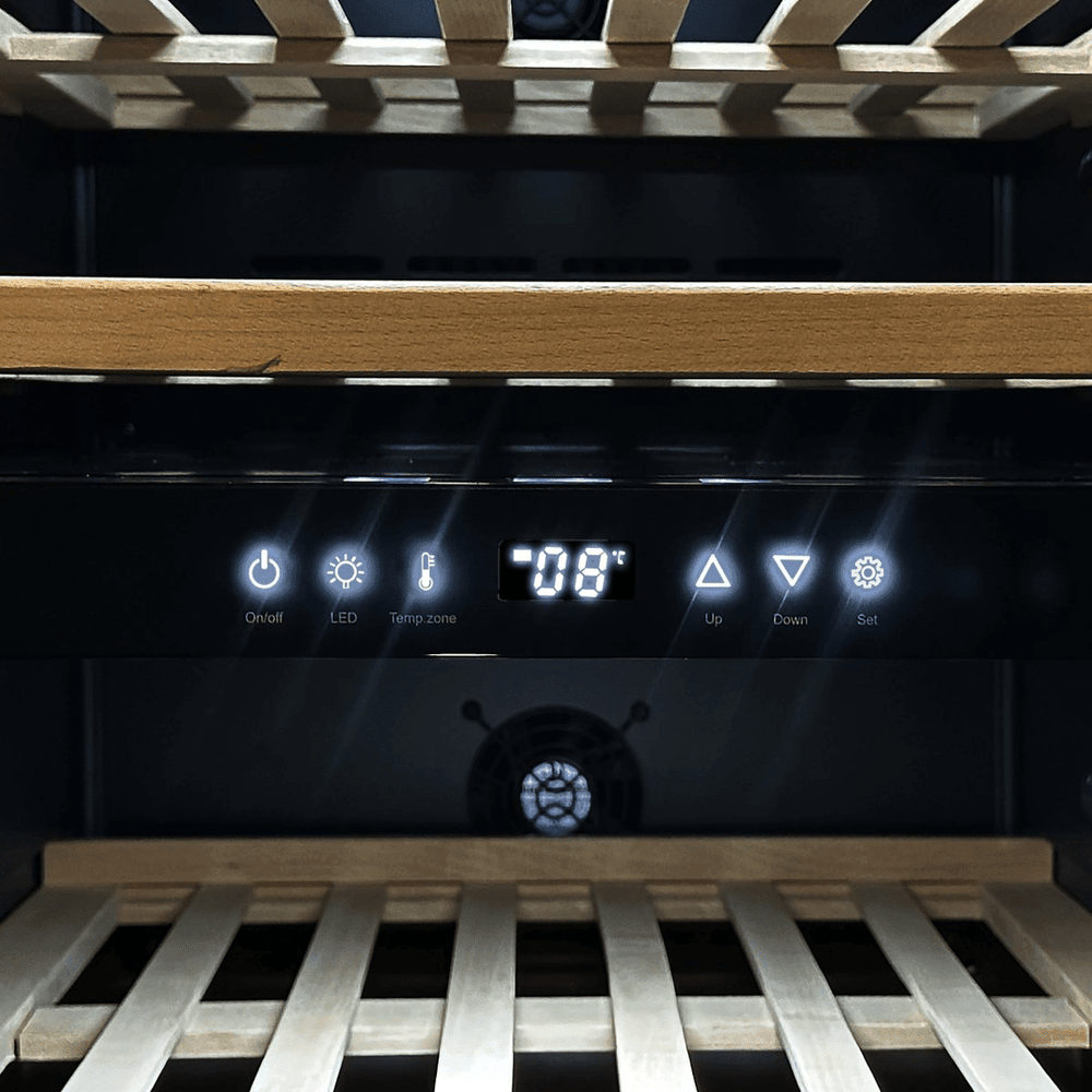 INSIDE: LECAVIST Wine Cabinet - 56 Bottle - Dual Zone - Freestanding - Black (LKS56VN2Z) - Freestanding - LeCavist Wine Cabinets