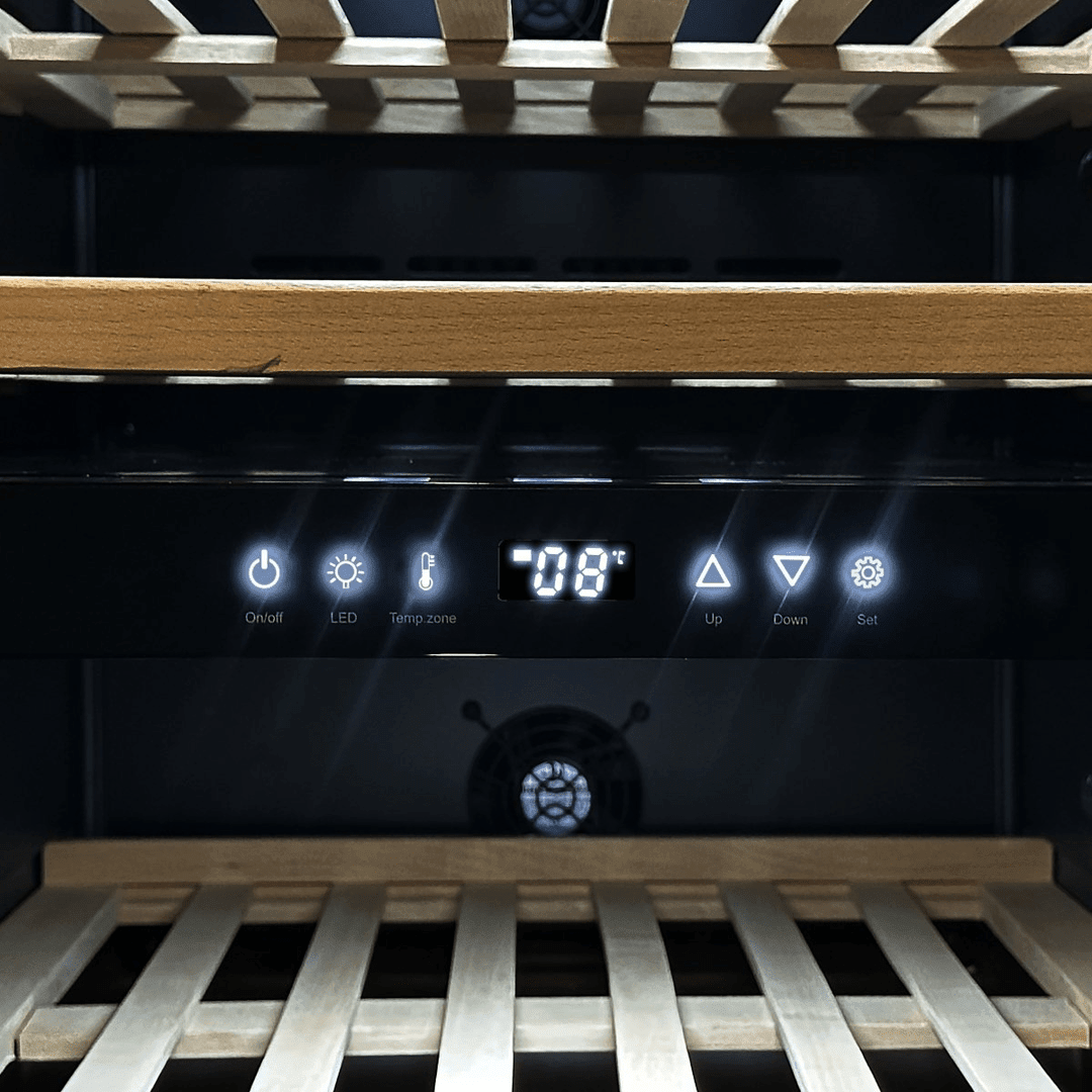 INSIDE: LECAVIST Wine Cabinet - 56 Bottle - Dual Zone - Freestanding - Black (LKS56VN2Z) - Freestanding - LeCavist Wine Cabinets