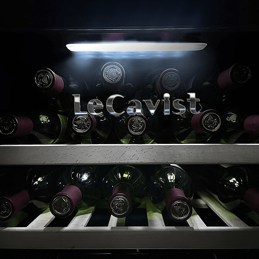 INSIDE: LECAVIST Wine Cabinet - 56 Bottle - Dual Zone - Freestanding - Black (LKS56VN2Z) - Freestanding - LeCavist Wine Cabinets