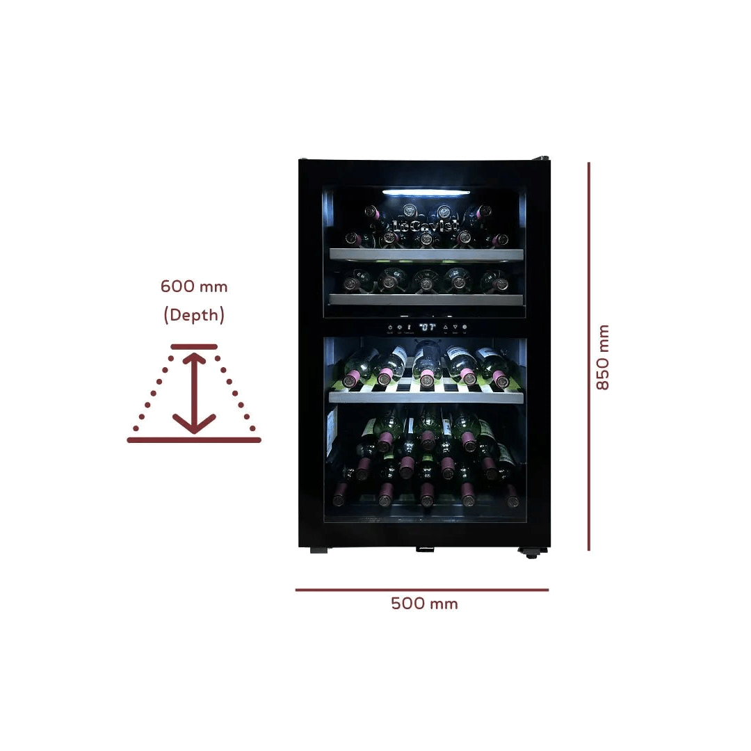 PRODUCT: LECAVIST Wine Cabinet - 56 Bottle - Dual Zone - Freestanding - Black (LKS56VN2Z) - Freestanding - LeCavist Wine Cabinets