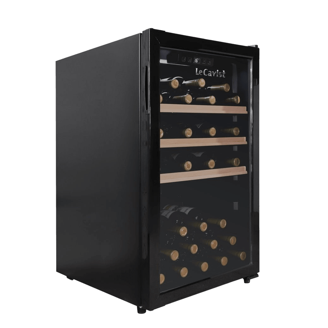 PRODUCT: LECAVIST Wine Cabinet - 63 Bottle - Single Zone - Freestanding - Black (LKCV63N) - Freestanding - LeCavist Wine Cabinets