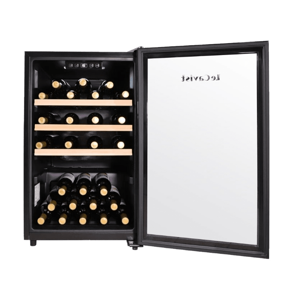 PRODUCT: LECAVIST Wine Cabinet - 63 Bottle - Single Zone - Freestanding - Black (LKCV63N) - Freestanding - LeCavist Wine Cabinets