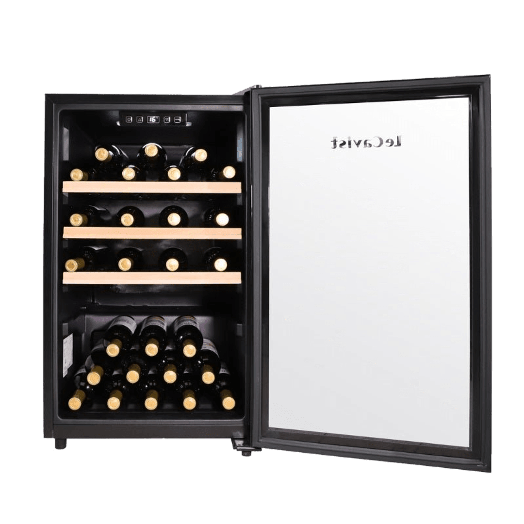 PRODUCT: LECAVIST Wine Cabinet - 63 Bottle - Single Zone - Freestanding - Black (LKCV63N) - Freestanding - LeCavist Wine Cabinets