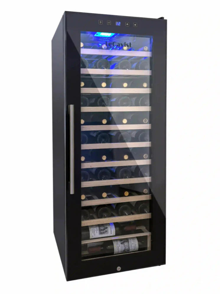 LECAVIST 76 Bottle Wine Cabinet Single Zone Black Full Shelves LCS100VNFS - Freestanding - Lecavist