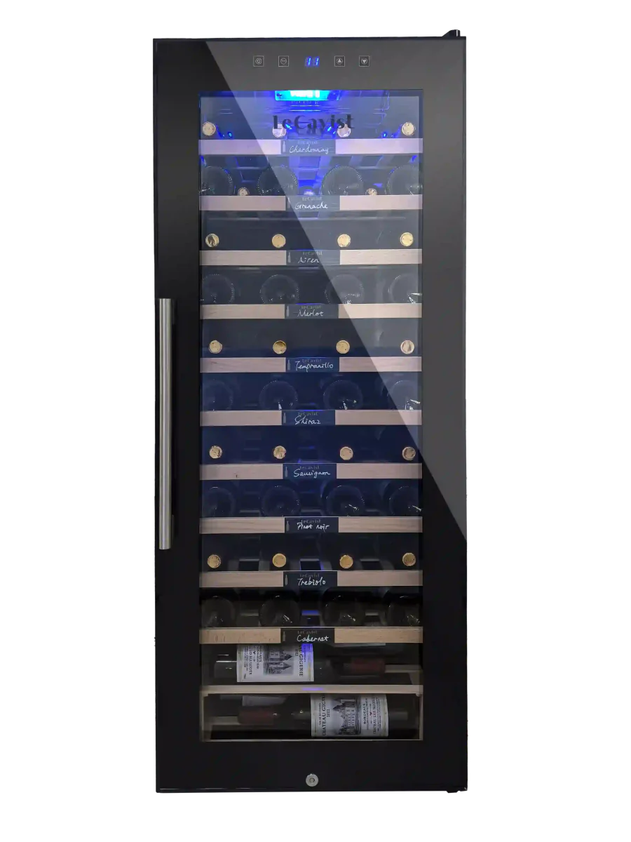 LECAVIST 76 Bottle Wine Cabinet Single Zone Black Full Shelves LCS100VNFS - Freestanding - Lecavist